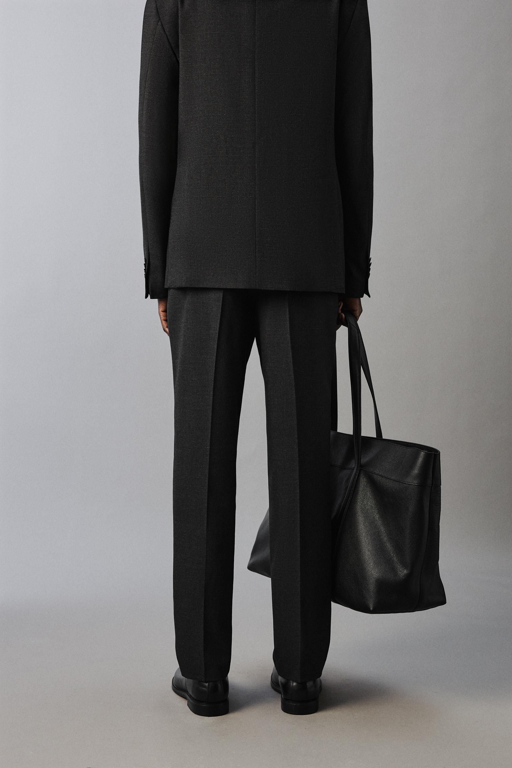 PLAID TEXTURED SUIT PANTS